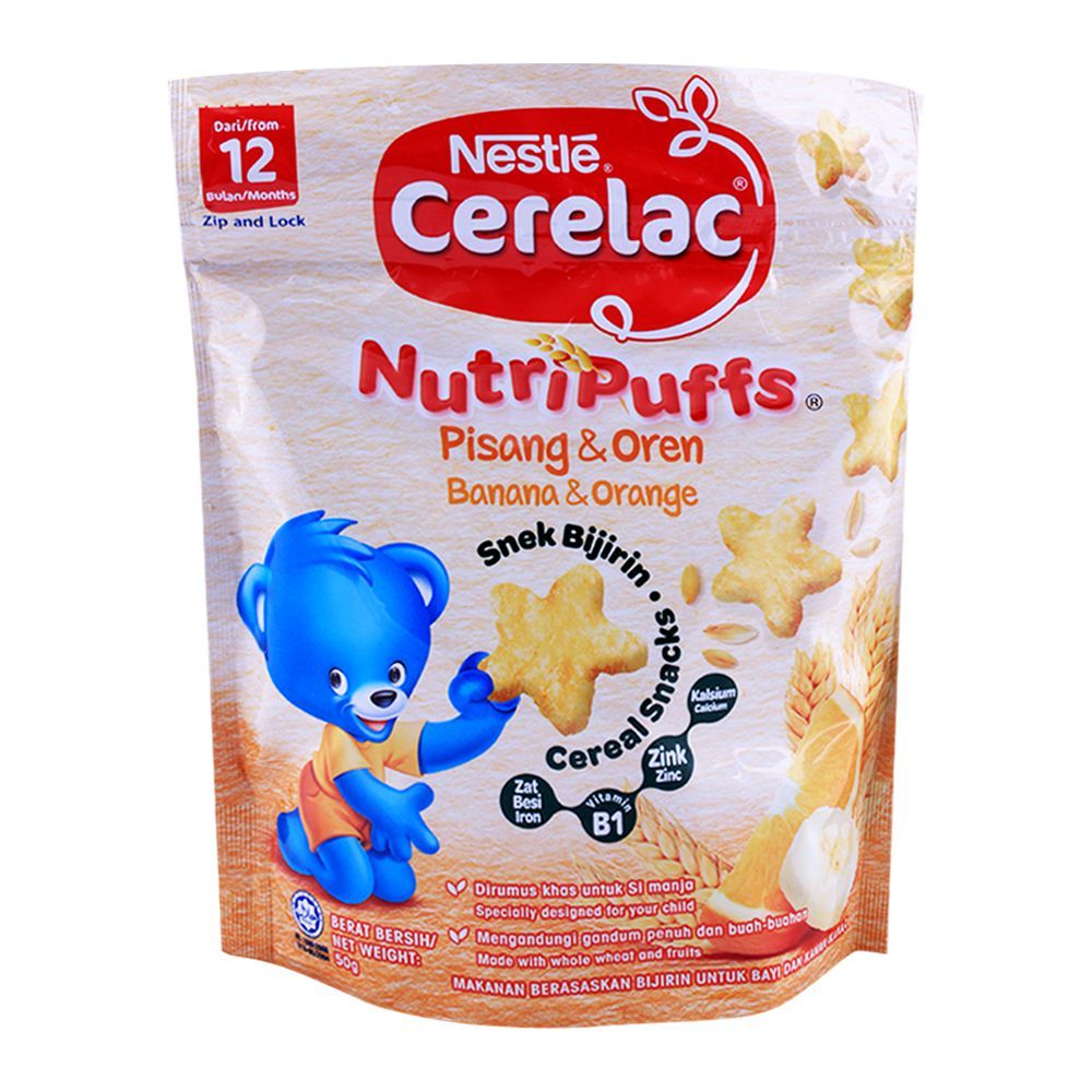 Nestle Cerelac NutriPuffs Banana & Orange Cereal Snacks 50g