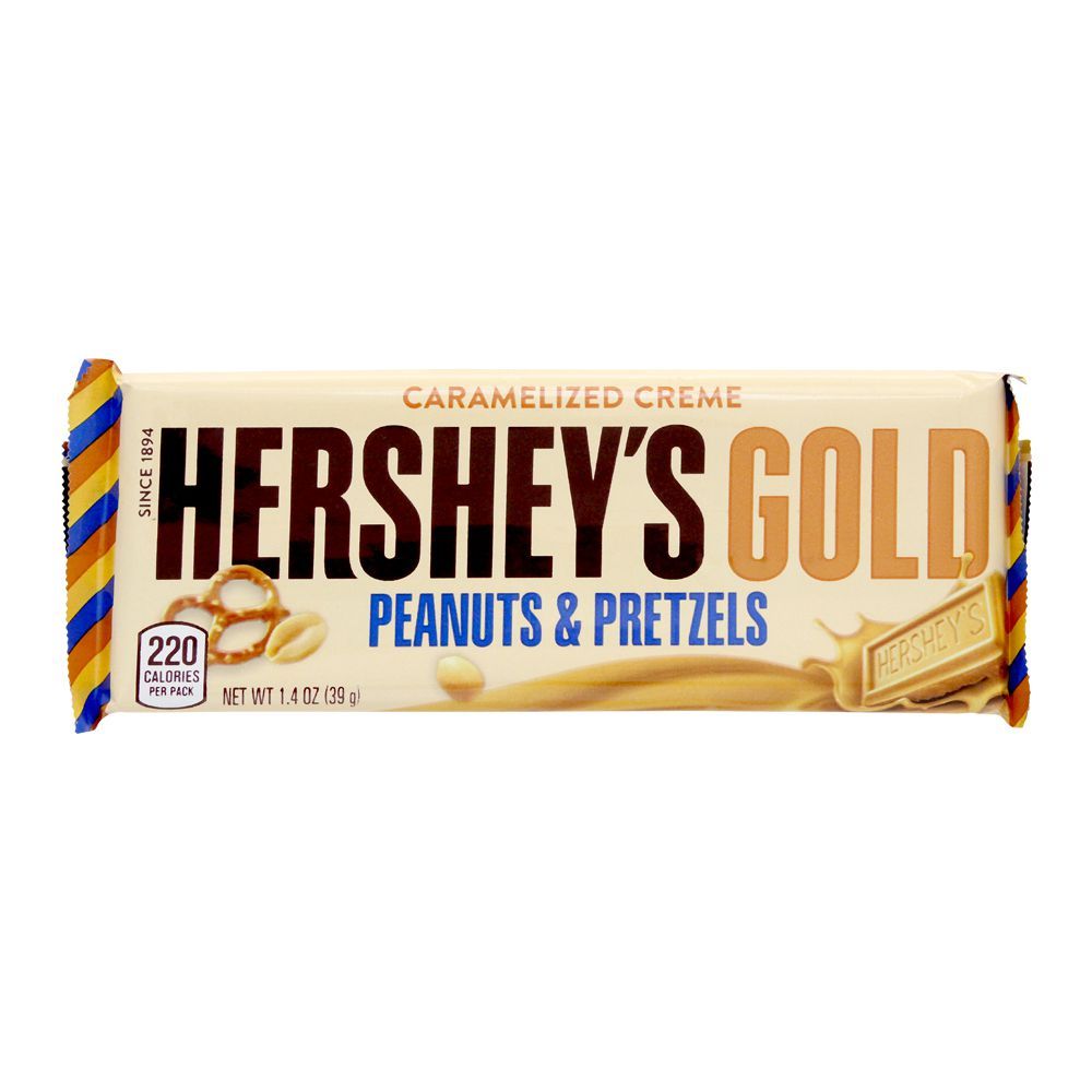 Hershey's Gold Peanuts & Pretzels Chocolate Bar, 39g