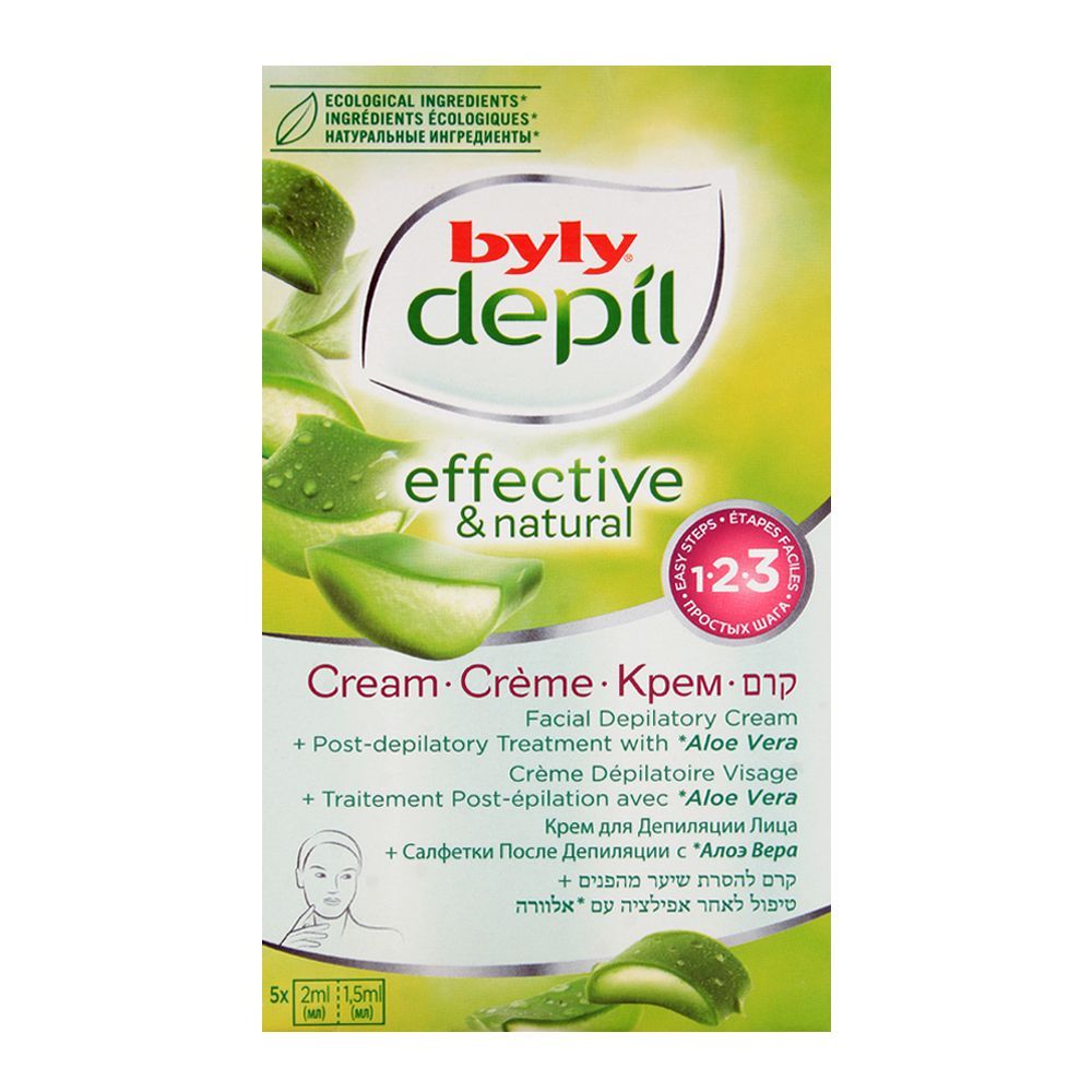 Byly Depil Effective & Natural Alo Vera Facial Depilatory Cream 5-Pack