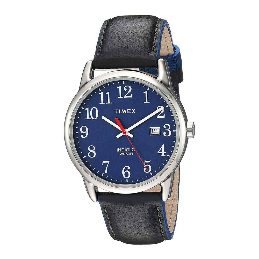 Timex Men's Easy Reader 38mm Gray/Blue Leather Strap Watch - TW2R62400