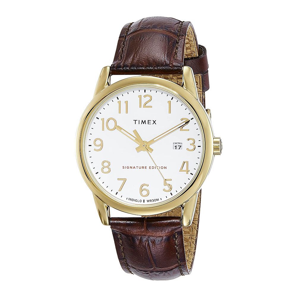Timex Men's Easy Reader Leather Strap Watch, 38mm, TW2R65100