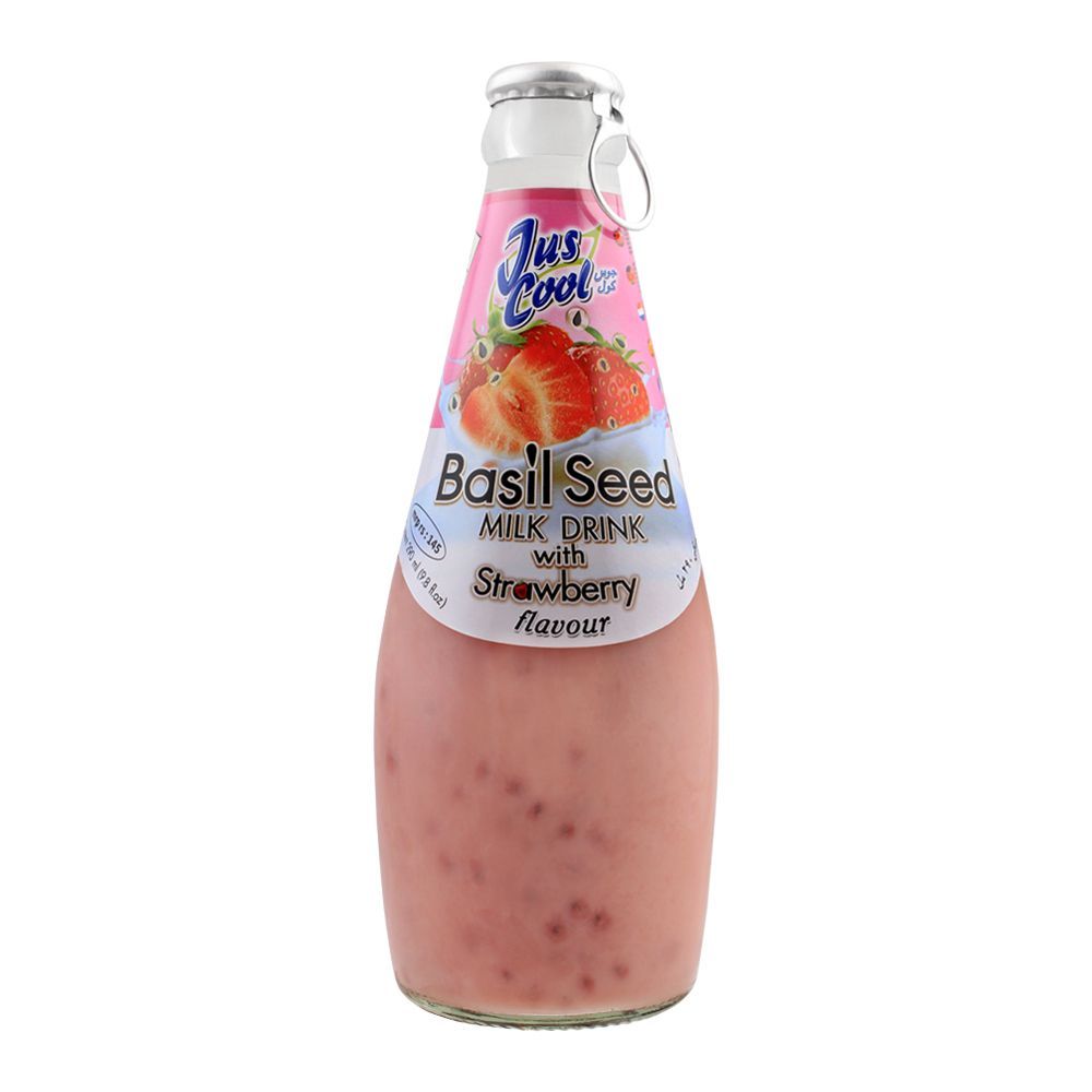 Jus Cool Basil Seed Milk Drink With Strawberry Flavor, 290ml