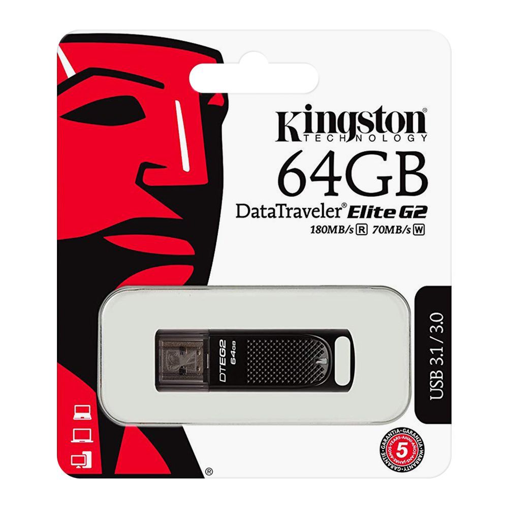 Kingston 64GB Data Traveler Elite G2 USB Drive, 180MB/s, USB 3.1/3.0, DTEG2