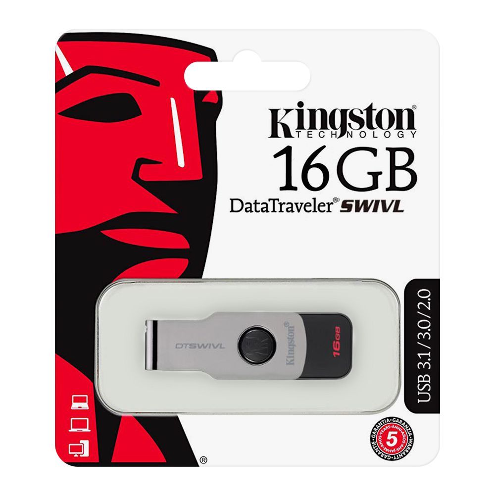 Kingston 16GB Data Traveler Swivl USB Drive, USB 3.1/3.0/2.0