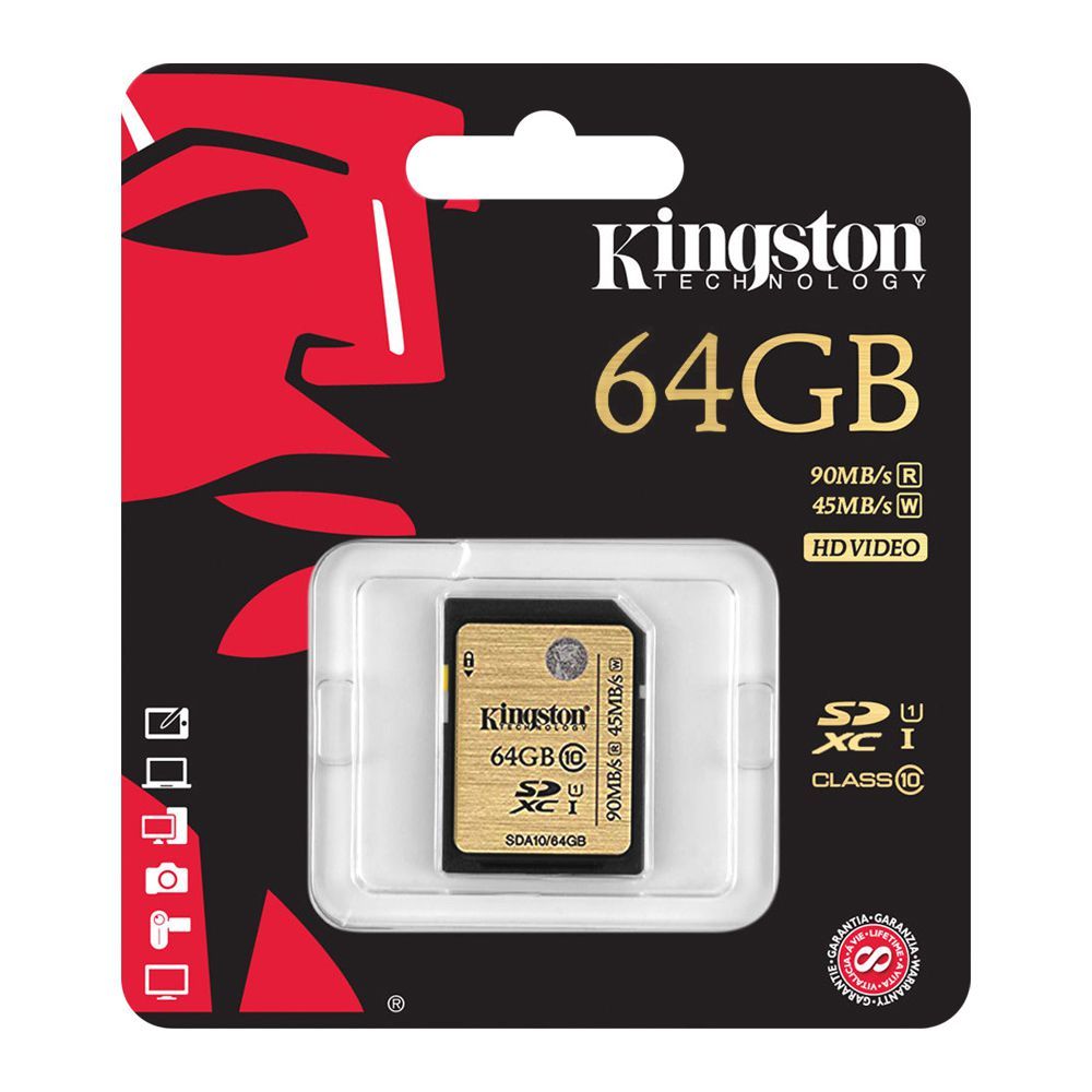 Kingston 64GB SDXC SD Card, Class 10, Canvas Select, 90MBs/45MB/s