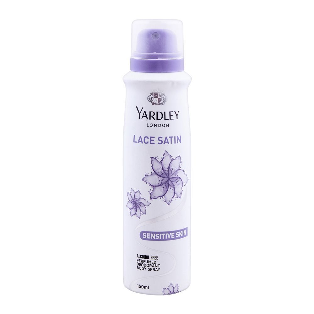 Yardley Lace Stain Deodorant Body Spray, Alcohol Free, Sensitive Skin, For Women, 150ml
