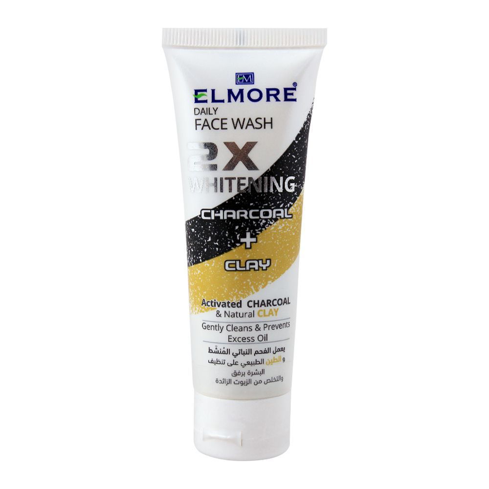 Elmore 2X Whitening Charcoal + Clay Daily Face Wash, 75ml