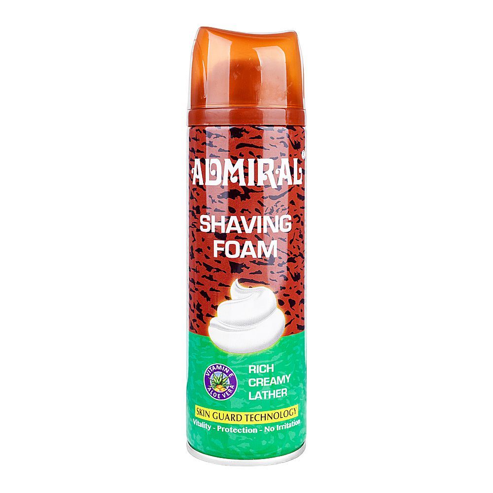 Admiral Rich Creamy Leather Shaving Foam With Vitamin E and Aloe Vera, 250g