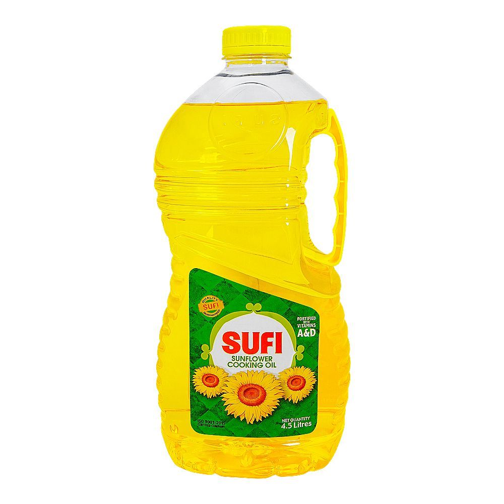 Sufi Sunflower Cooking Oil, 4.5 Liter Bottle