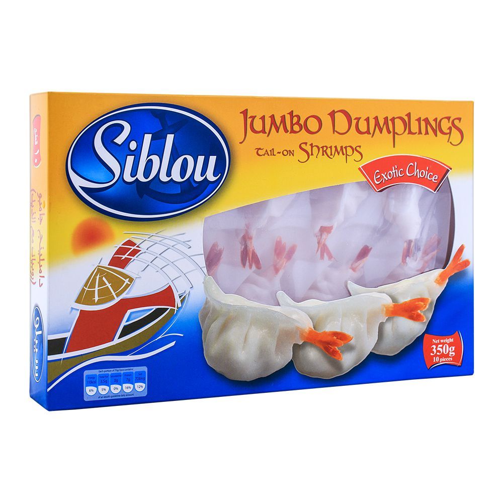Siblou Jumbo Dumplings, Tail-on Shrimps, 350g