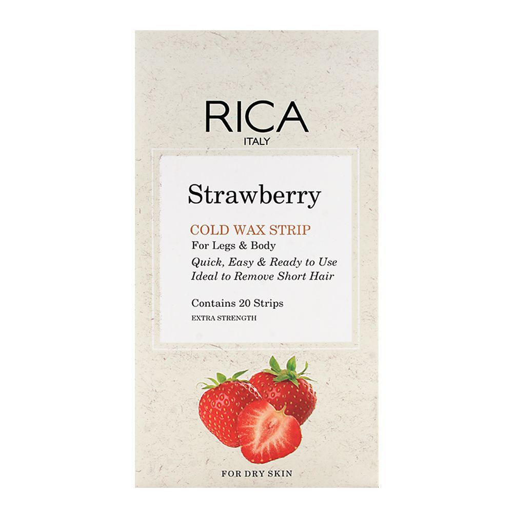 RICA Strawberry Legs & Body Dry Skin Cold Wax Strip 20-Pack