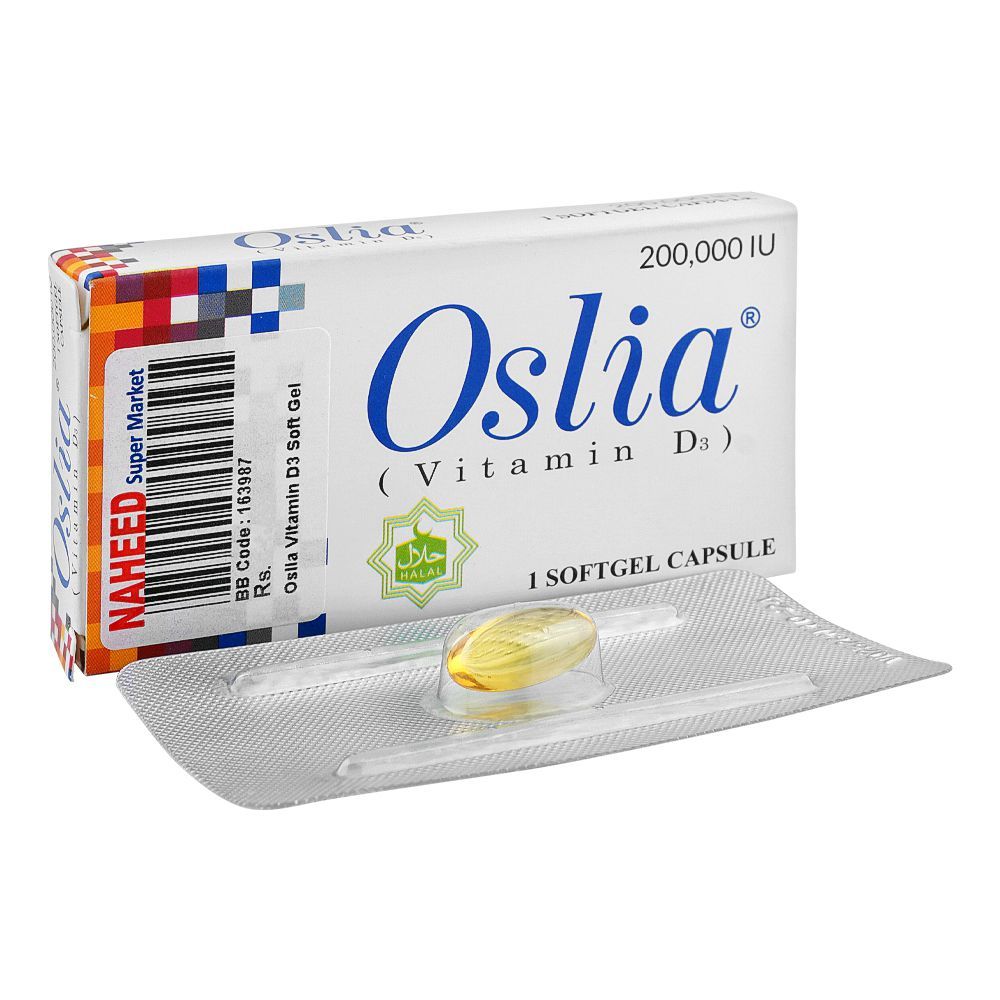 High-Q Pharmaceuticals Oslia Vitamin D3 Soft Gel Capsule, 200000 IU, 1-Pack