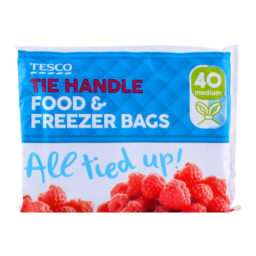 Tesco Tie Handle Food & Freezer Bags Medium 40-Pack