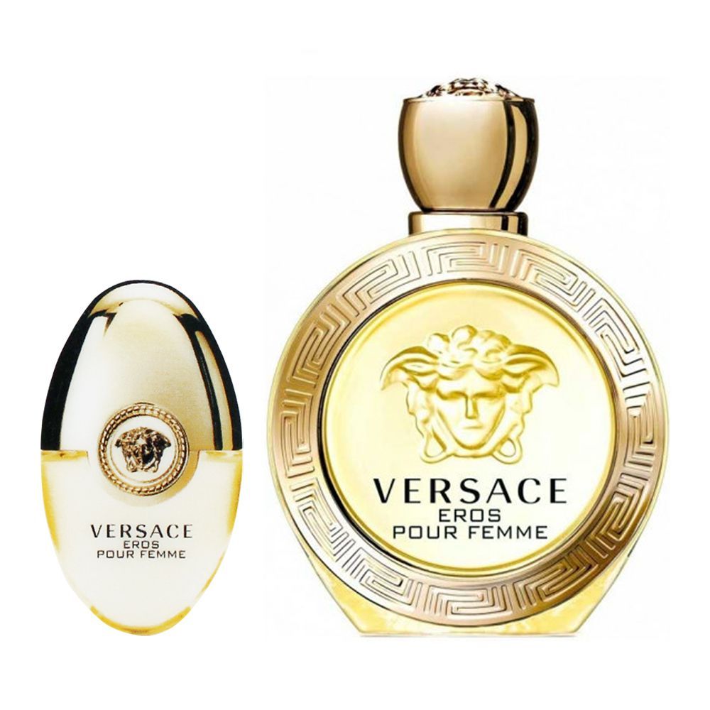Versace Eros Pour Femme Perfume Set, For Women, EDP 100ml + EDP 10ml + Pouch
