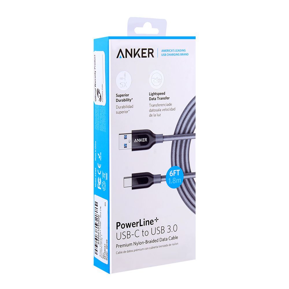 Order Anker PowerLine USB-C To USB 3.0 Cable 6ft Grey - A8169HA1 Online ...