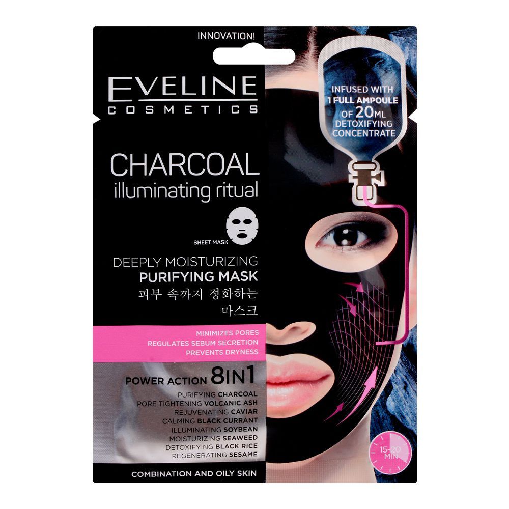Eveline Charcoal Power Action 8-In-1 Deeply Moisturizing Purifying Mask