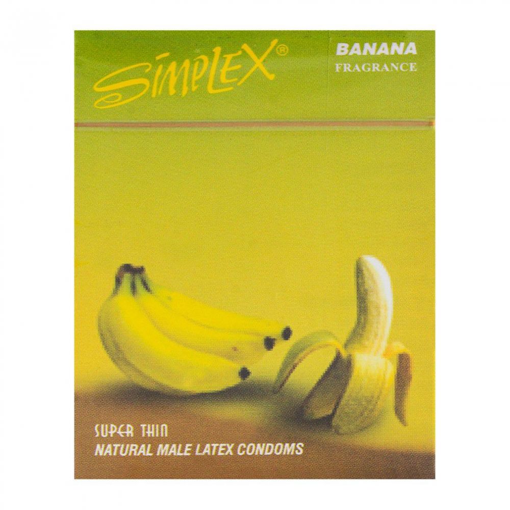 Simplex Banana Super Thin Natural Male Latex Condoms 3-Pack