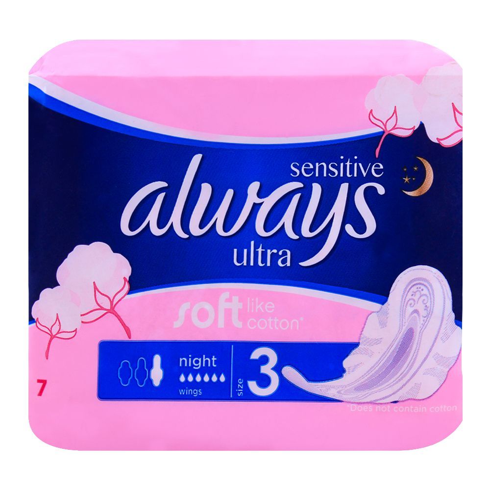 Always Sensitive Size No. 3 Night With Wings 7-Pack