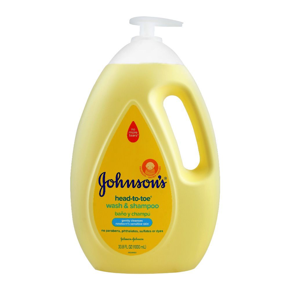 Johnson's Head-To-Toe Wash & Shampoo, Newborn, Paraben & Sulfate Free, 1000ml