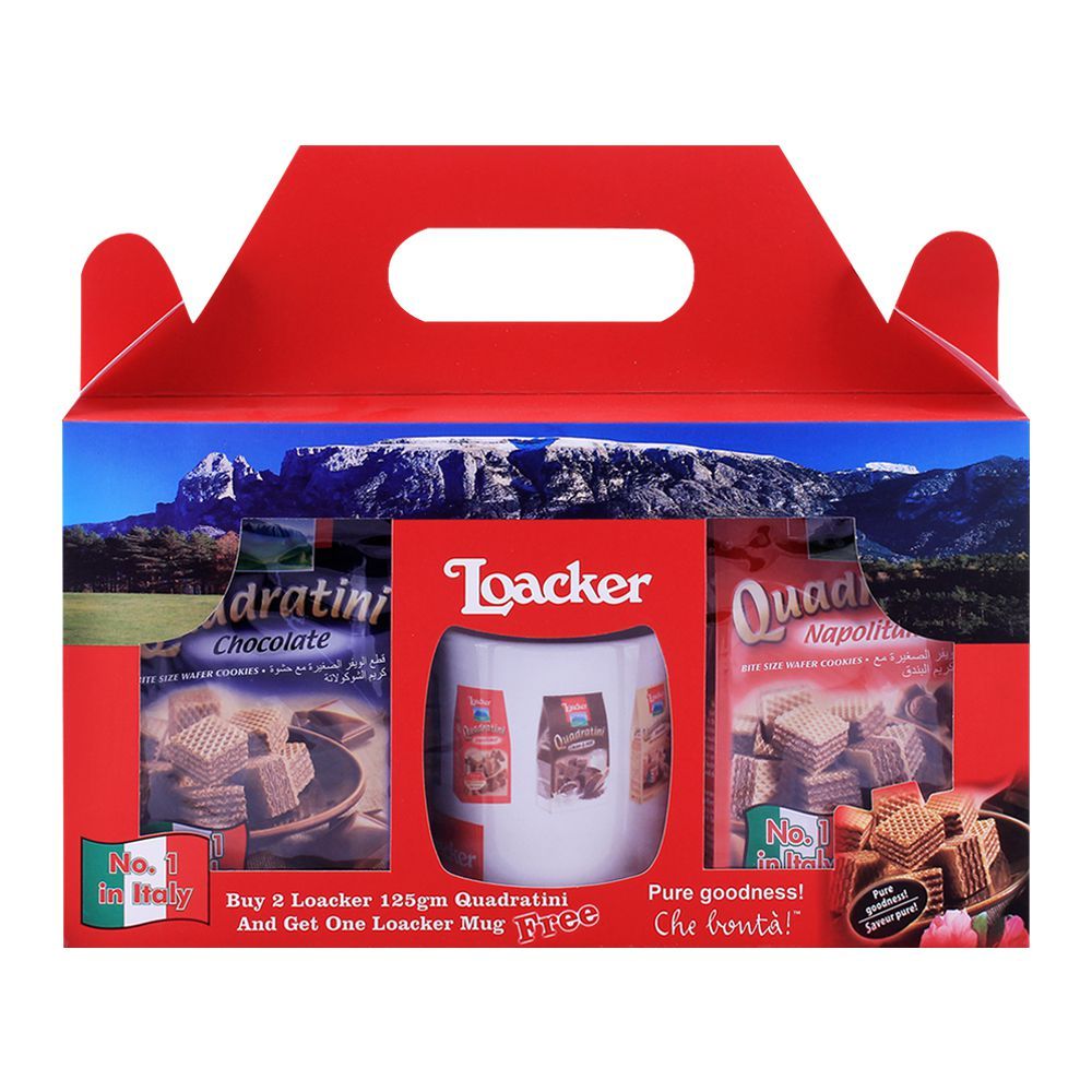 Loacker Quadratini Gift Combo Pack - Free Mug,  2x125g