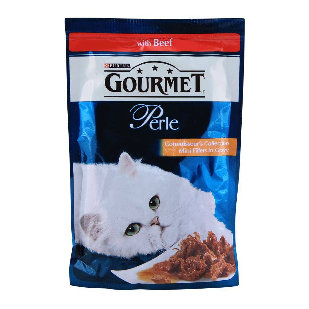 Gourmet Perle With Beef, Mini Fillets in Gravy, Cat Food Pouch, 85g
