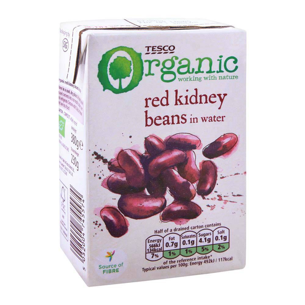 Tesco Organic Red Kidney Beans In Water 380g