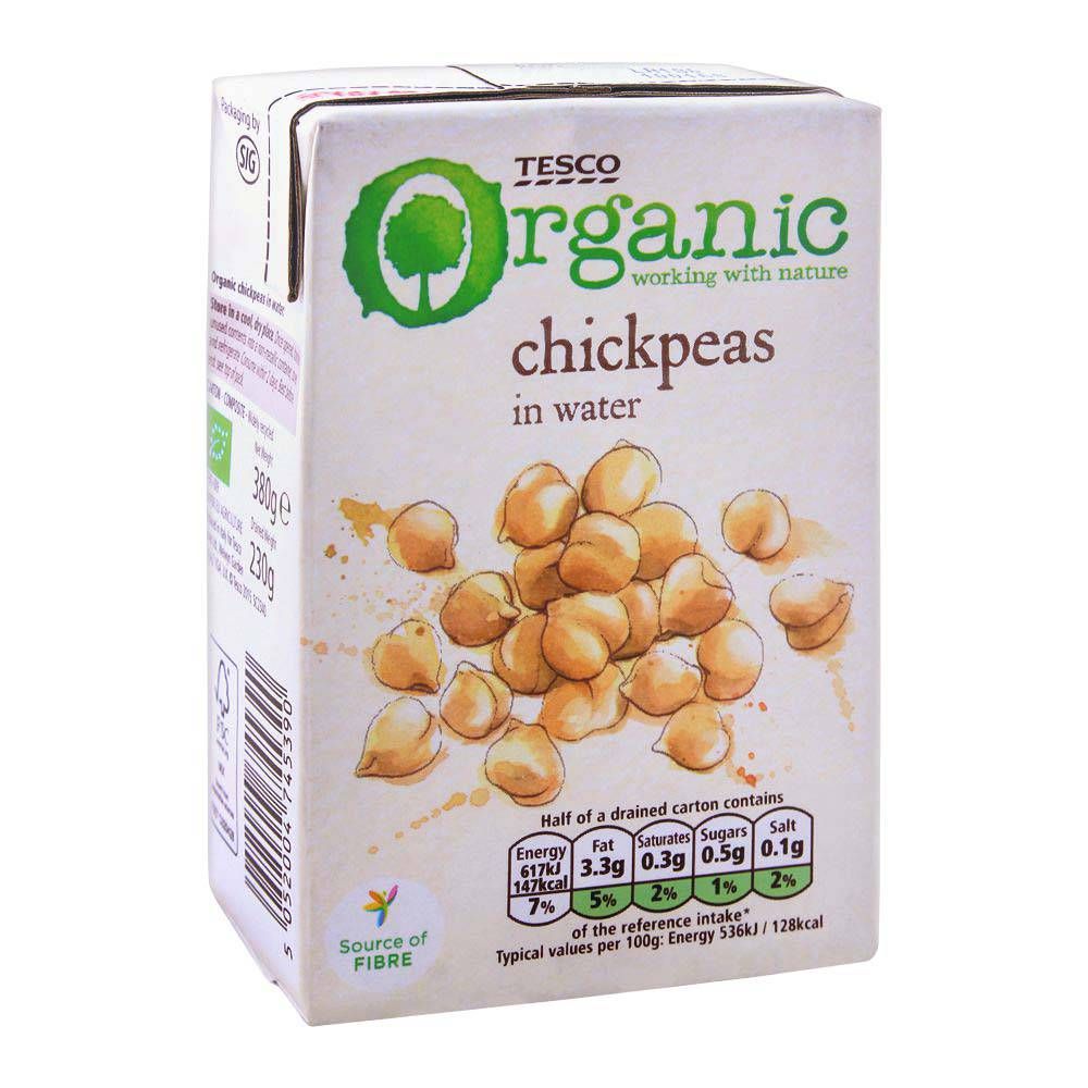Tesco Organic Chick Peas In Water 380g
