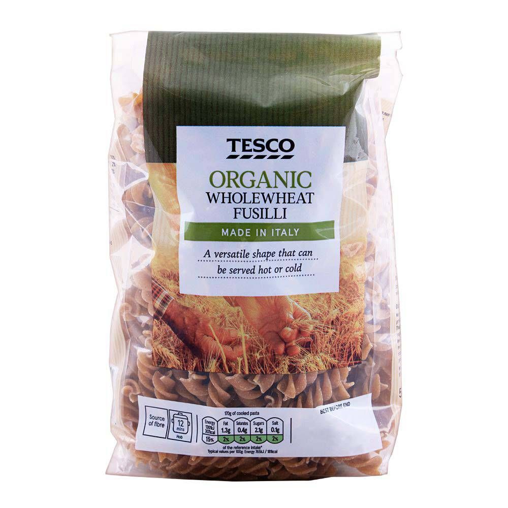 Tesco Organic Whole Wheat Fusilli Pasta 500g