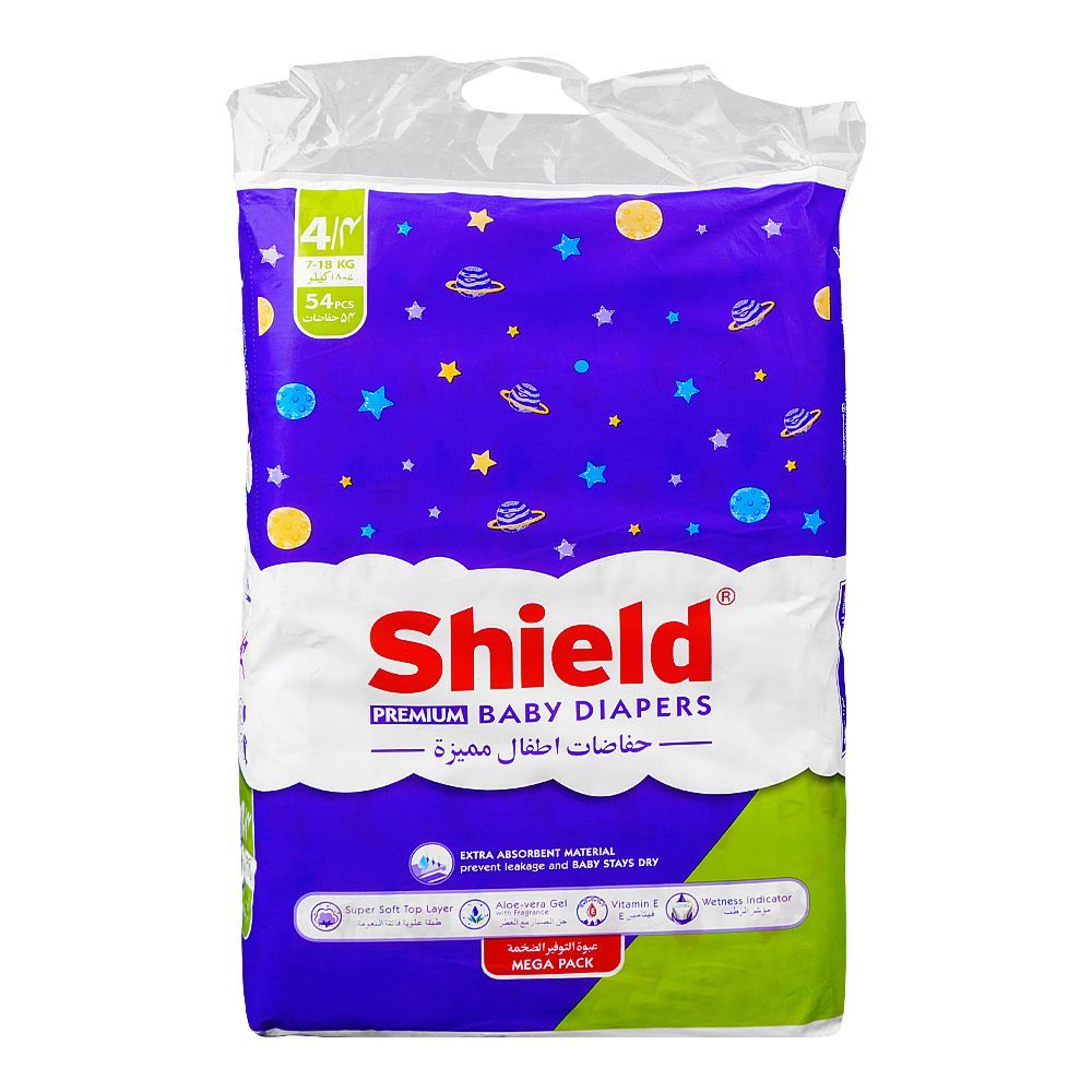 Shield Baby Diapers No. 4, 7-18kg Large, 54-Pack