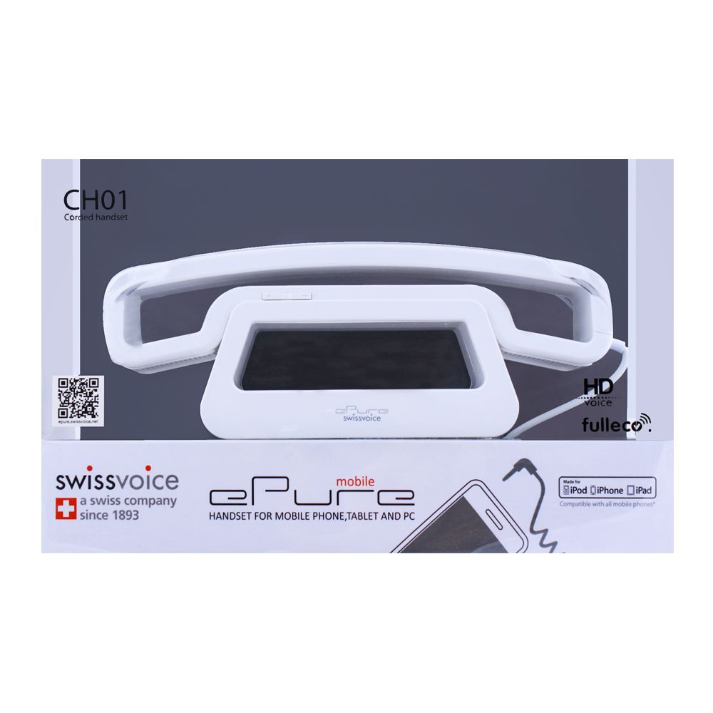 SwissVoice ePure Mobile Corded Handset, White, CH01