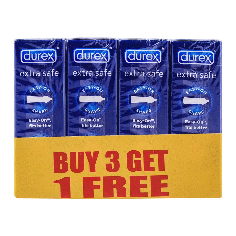 Durex Extra Safe Slightly Thicker Condoms, Buy 3 Get 1 Free
