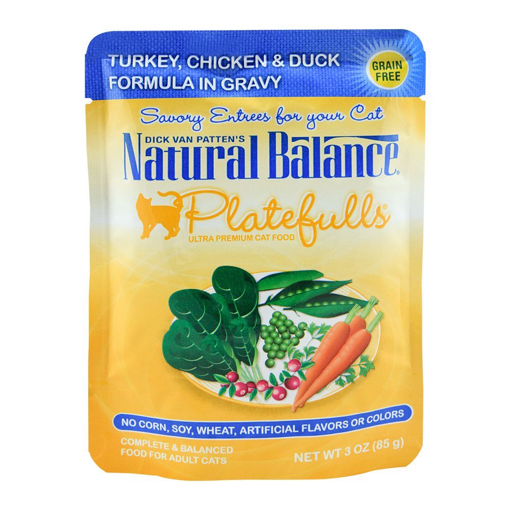 Natural Balance Turkey, Chicken & Duck Gravy Cat Food, 85g, (Pouch)