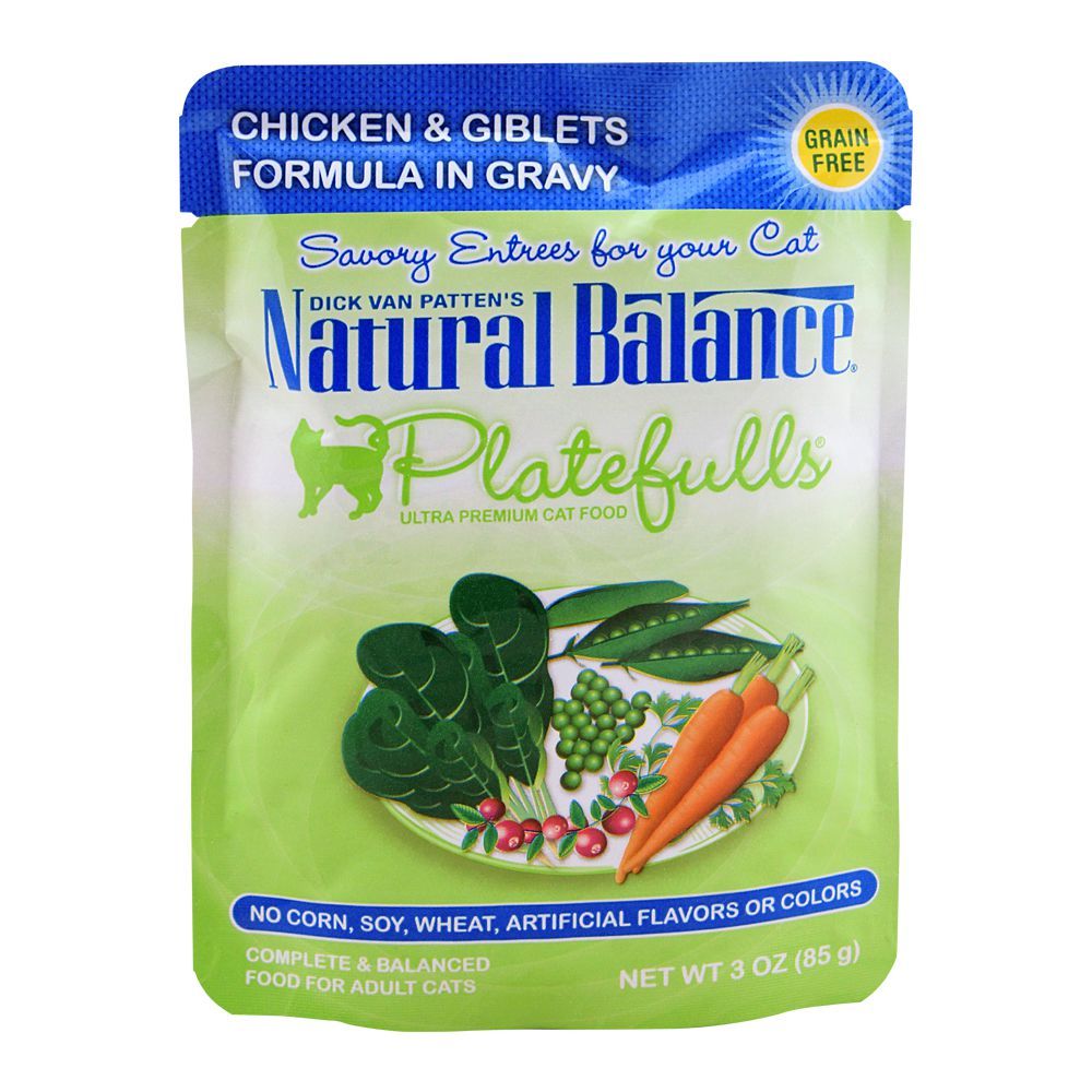 Natural Balance Chicken & Giblets Gravy Cat Food, 85g, (Pouch)