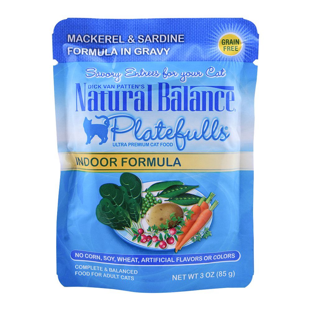 Natural Balance Mackerel & Sardine Gravy Cat Food, 85g, (Pouch)