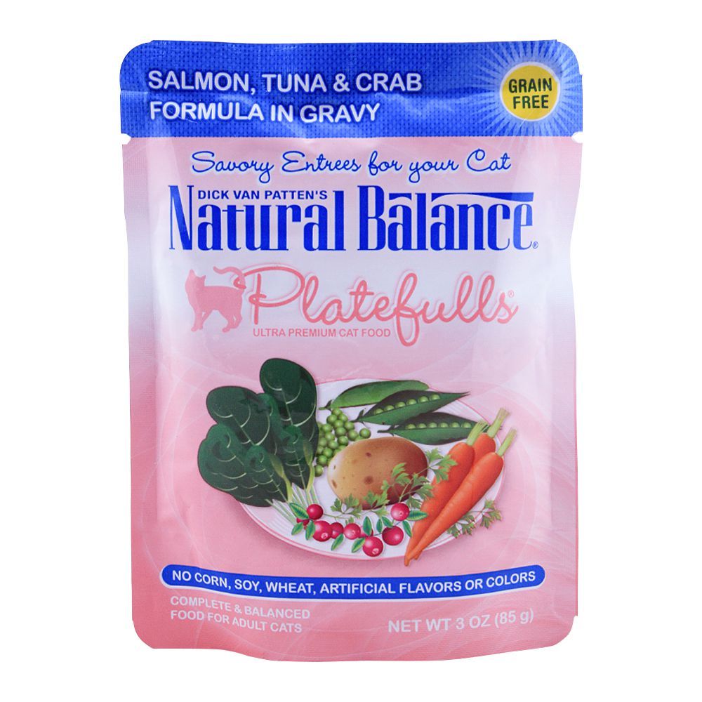 Natural Balance Salmon, Tuna & Crab Gravy Cat Food, 85g, (Pouch)