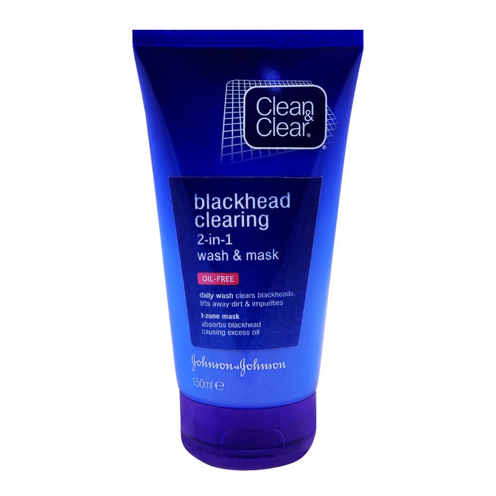 Clean & Clear Blackhead Clearing 2-in-1 Wash & Mask, Oil-Free, 150ml