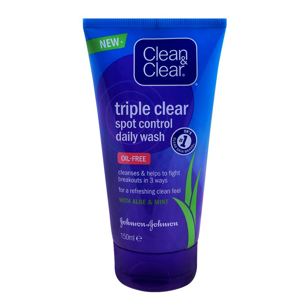 Clean & Clear Triple Clear Spot Control Daily Face Wash, Oil-Free, 150ml