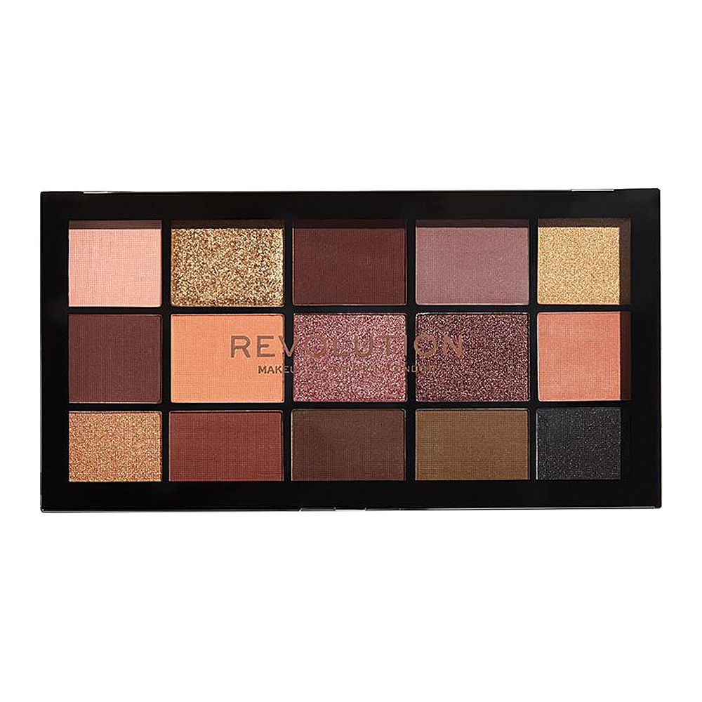 Makeup Revolution Reloaded Eyeshadow Palette, Velvet Rose, 15-Pack