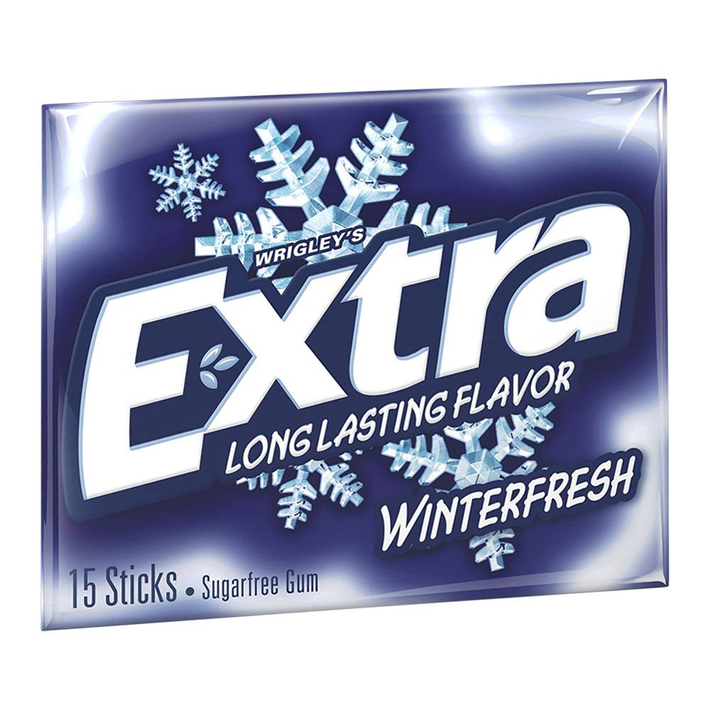 Wrigley's Extra Long Lasting Flavour Winter Fresh Bubble Gum, Sugar Free, 15 Sticks