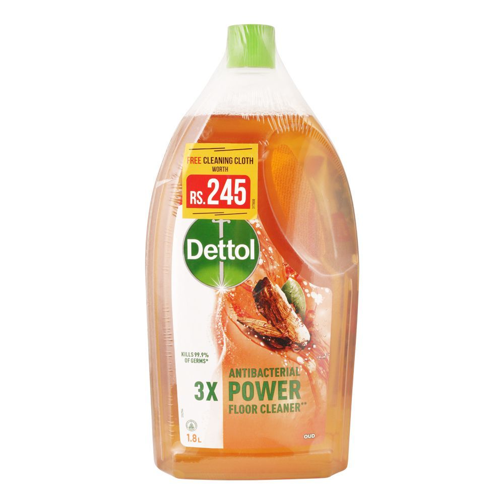 Dettol Antibacterial Power Oud Floor Cleaner, Free Cleaning Cloth, 1.8 Liters