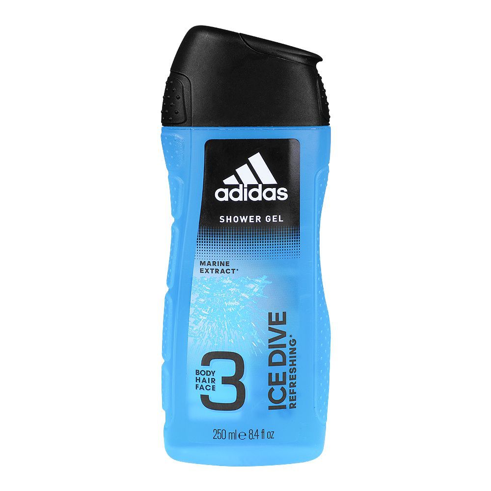 Adidas Ice Dive 3in1 Refreshing Body, Hair & Face Shower Gel, 250ml