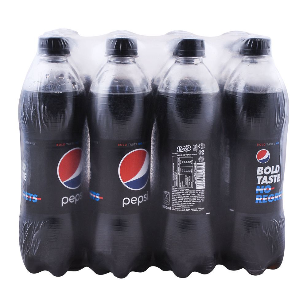 Pepsi Black, Bold Taste No Calories, Pet Bottle, 500ml, 12 Pieces