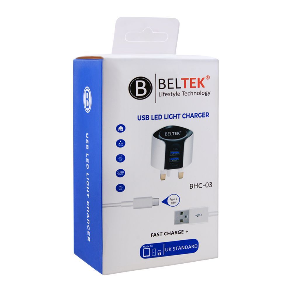 Beltek Type-C/USB-C To USB LED Light Fast Charger, BHC-03