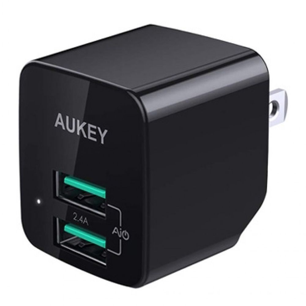 Aukey Mini Dual Port USB Wall Charger, Black, PA-U32