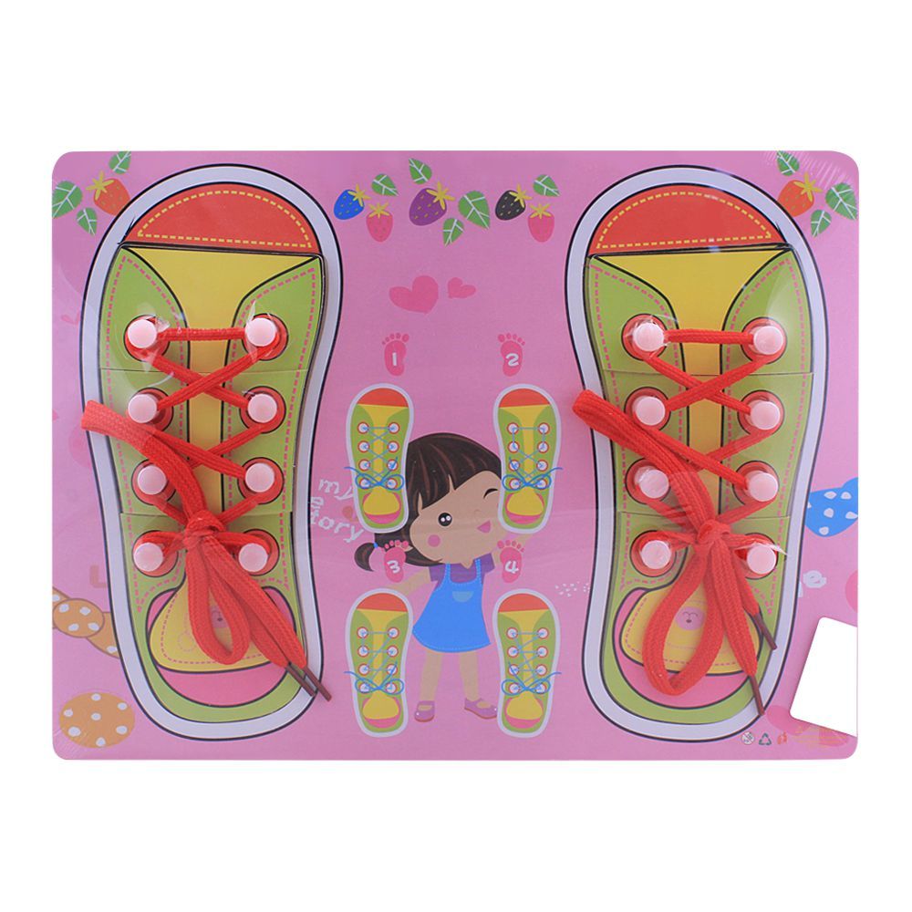 Live Long Wooden Laces Learning Board, Pink, 2305-15