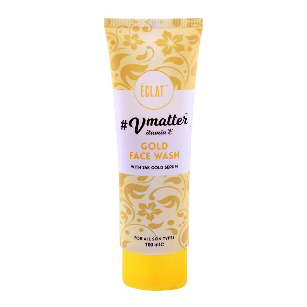 Eclat Vmatter Vitamin E Gold Face Wash, With 24K Gold Serum, For All Skin Types, 100ml
