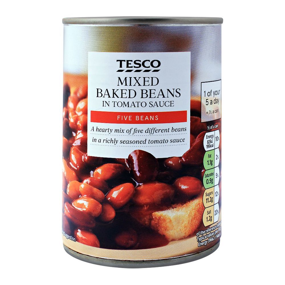 Tesco Mixed Baked Beans In Tomato Sauce, Five Beans, 415g