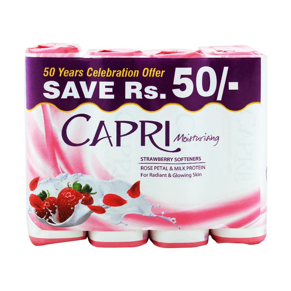 Capri Moisturising Strawberry Softener Soap, 4x165g