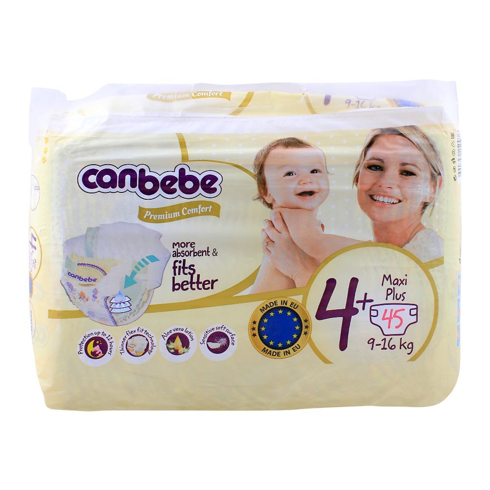 Canbebe Premium Comfort No. 4+, Maxi Plus 9-16 KG, 45-Pack