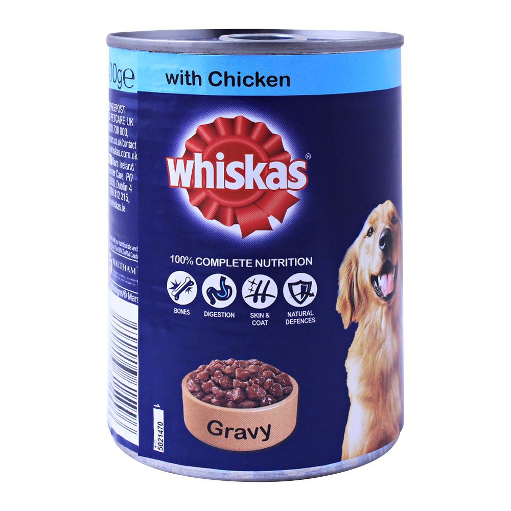 Whiskas With Chicken Gravy Dog Food, Tin, 400g